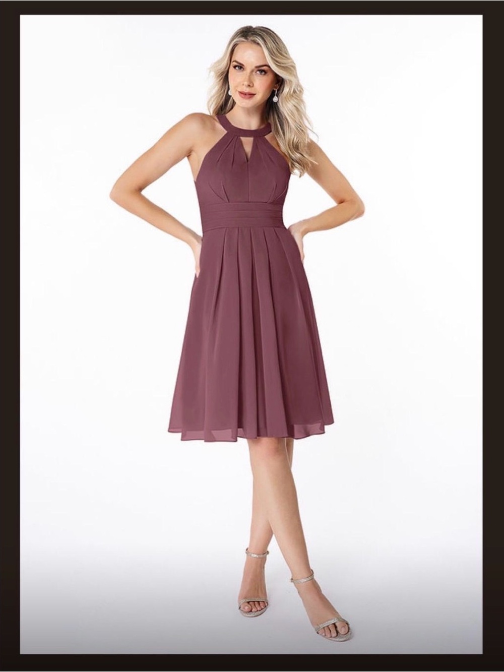 Sleeveless Keyhole A-Line Dress in Mauve (Azazie)